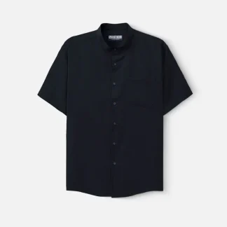 Áo Sơ Mi Cổ Trụ Linen Thoáng mát Seventy Seven 024 Xanh Dương Đậm